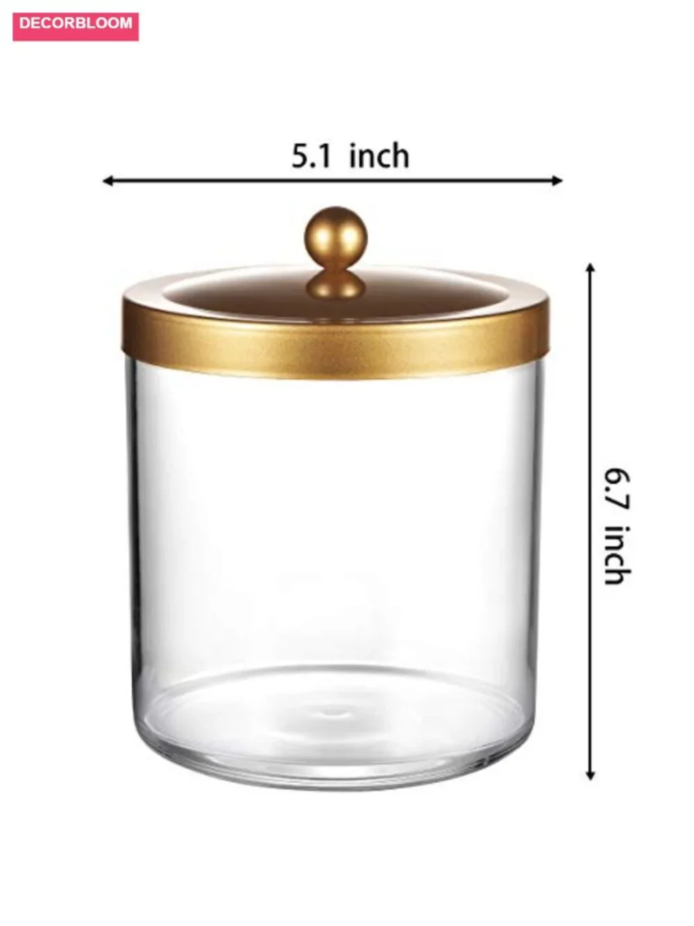 50oz Large Clear Apothecary Jar with Gold Rust-Proof Lid Shatterproof Plastic